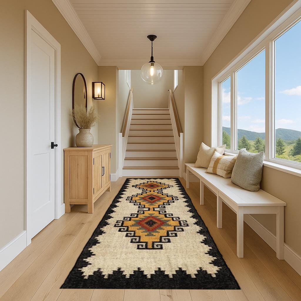 Wool Jute Runner Rug, Handmade Rug, Oriental, Traditional, Indian, Handwoven wool rug, modern rug, Stair Runner Rug