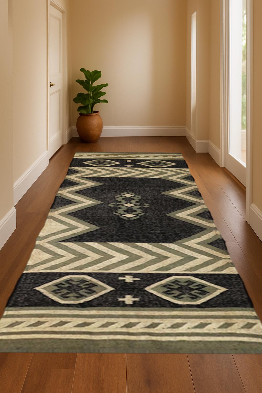 Handwoven, Wool and Jute Rug Handmade, Dhurrie Rug, Traditional Indian WOOL JUTE RUGS, Natural Wool Jute Ethnic Large Area Carpet Runner Rug