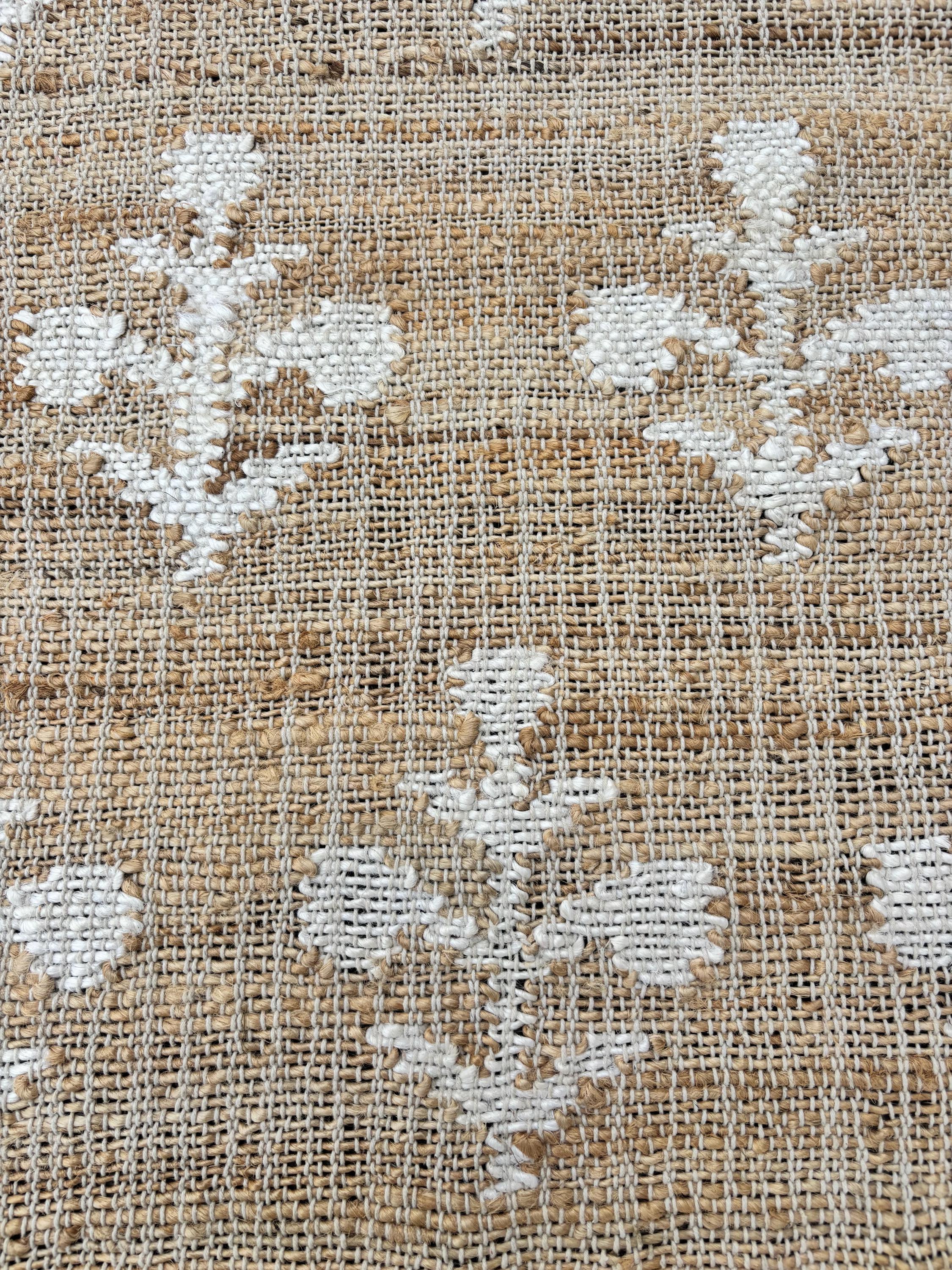 Jute and Cotton Runner Rug, Cotton Jute Blend Rug, Organic Natural Jute Rug, Handmade Cotton Jute Rug.