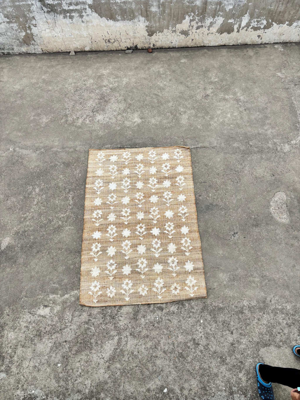 Natural Floral Cotton Jute Rug, Handmade loom Cotton jute Rug Carpet, Custom Size Rug, Outdoor Rug, traditional handwoven rug