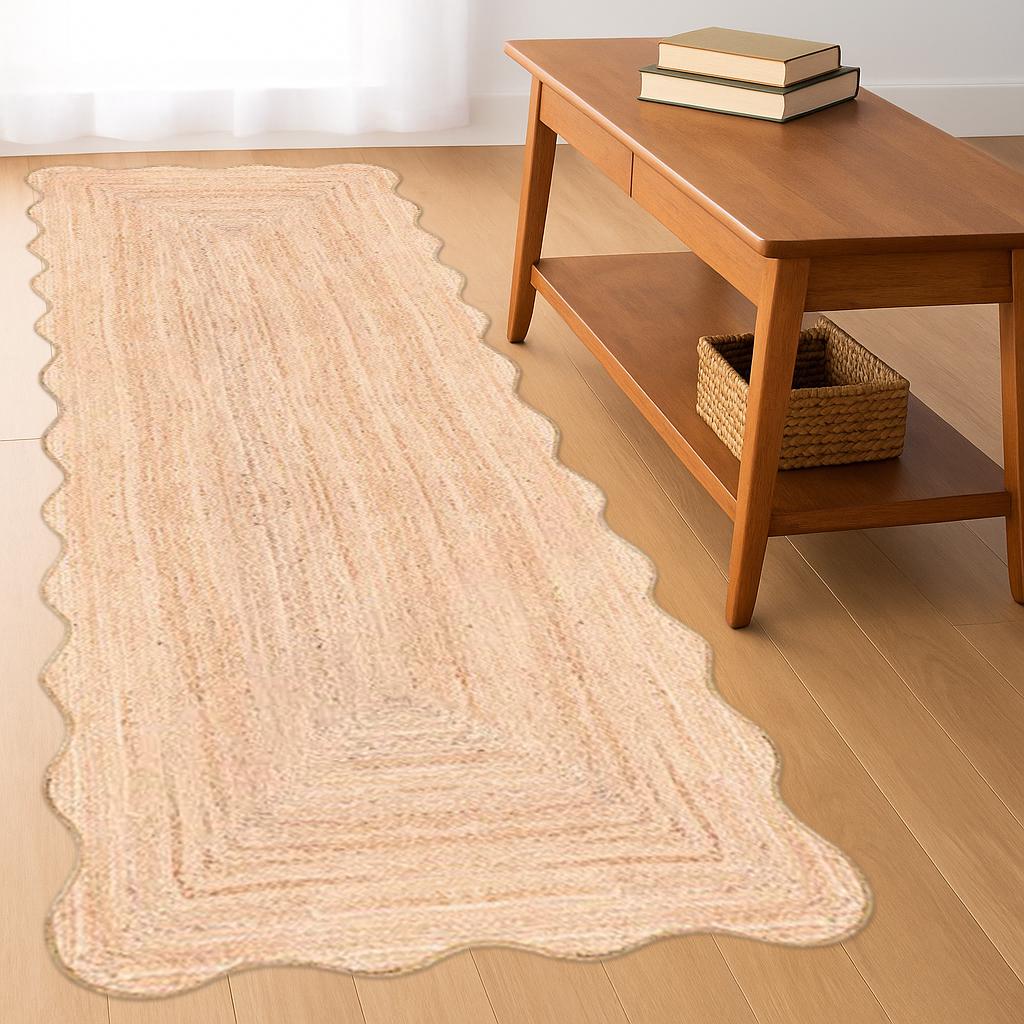Runner Rug - Scalloped Runner Rug, Jute Runner Rug, Bohemian Scallop Rug, Jute Scallop Rug Sisal Runner Custom Rug