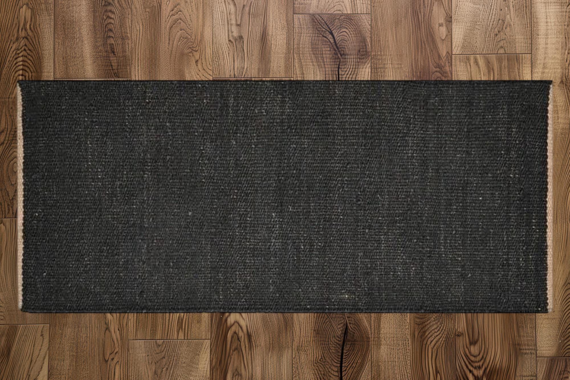 Black Jute Runner Rug, Handmade Jute rug, Boho living room rug, natural jute rug, square rug, braided jute rug, custom size