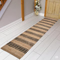 Black Striped Runner Rug | Handwoven Jute Hallway Runner |  Modern Farmhouse Rug |  Neutral Boho Decor