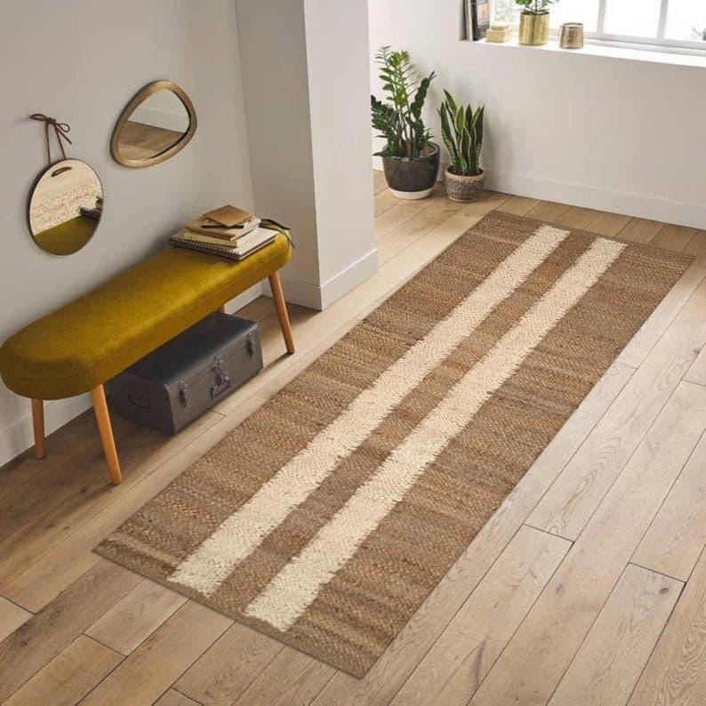 Jute Runner Rug, Hallway Runner, Custom Size Runner Rug For Hallway Entry Wat Kitchen Laundry Boho Decor Rug runner