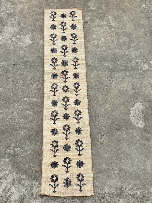 10x14 Jute Rug, white Flower Natural Jute Rug,, Handmade loom Cotton jute Rug Carpet, Custom Size Rug, Outdoor Rug