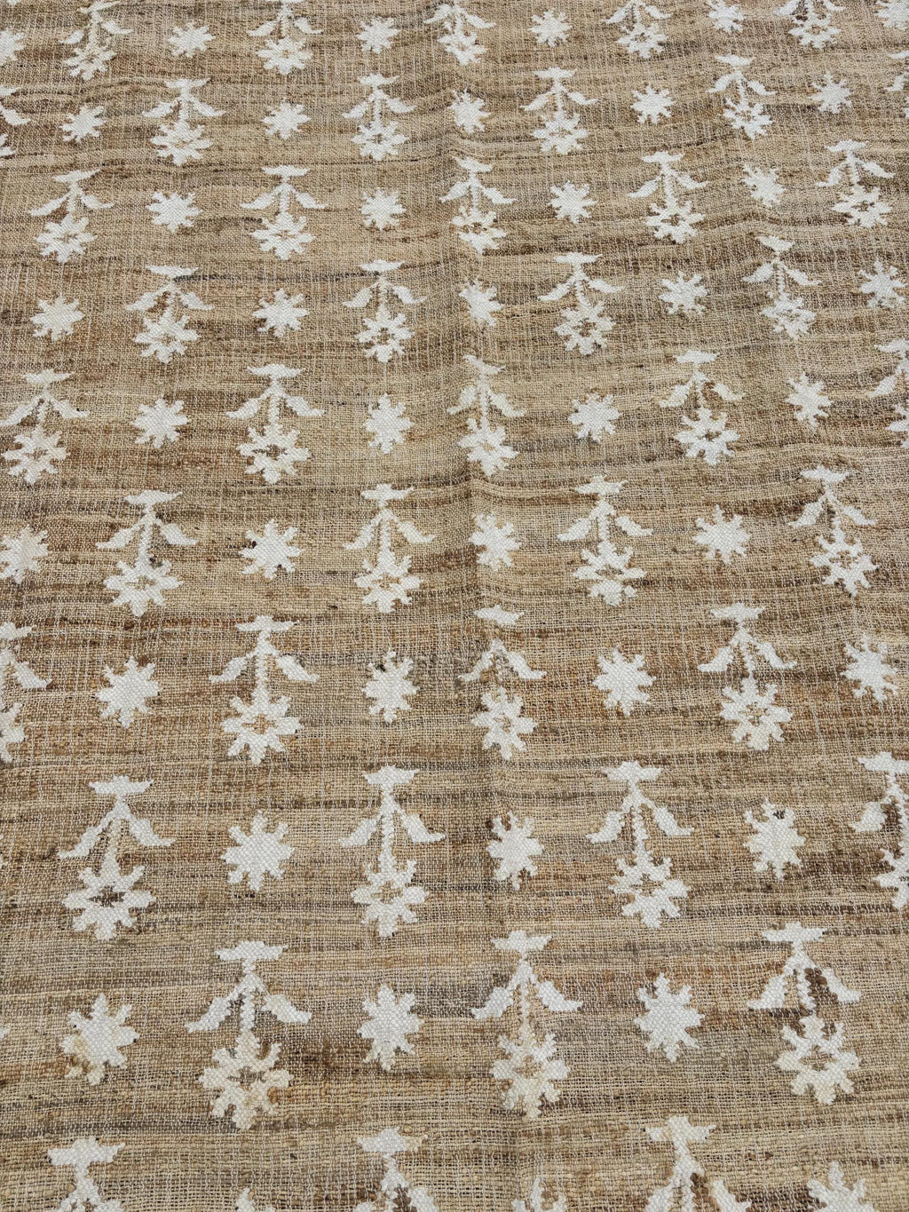 Natural Black flower cotton jute rug, Handmade Natural Jute Cotton Rug ,  Handmade Begie with black flower Jute Runner, Cotton Rug