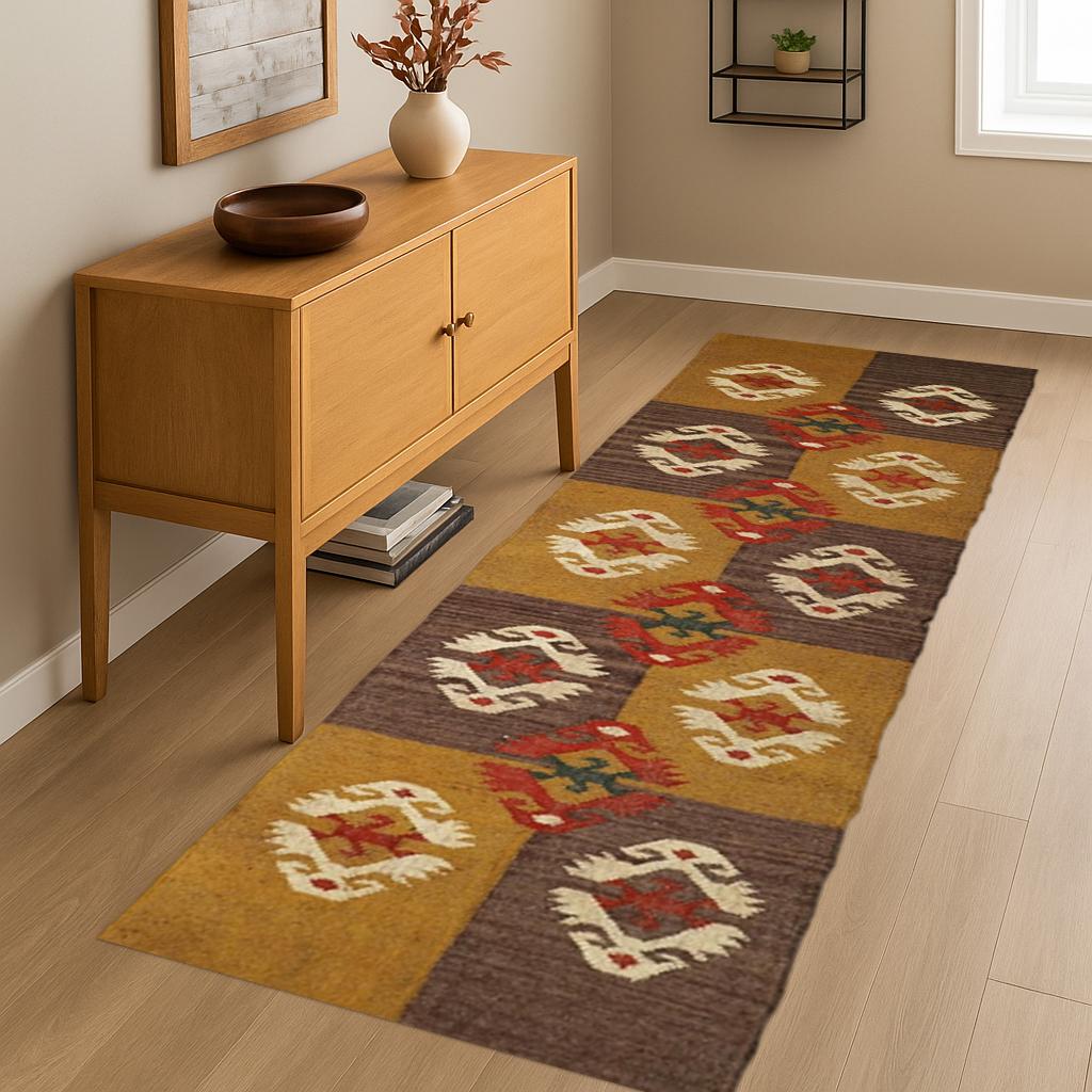 Handmade Bohemian Eco Friendly Wool Jute Runner, Reversible Handmade Vintage Rugs, large living room rug, Oriental, Traditional Rug