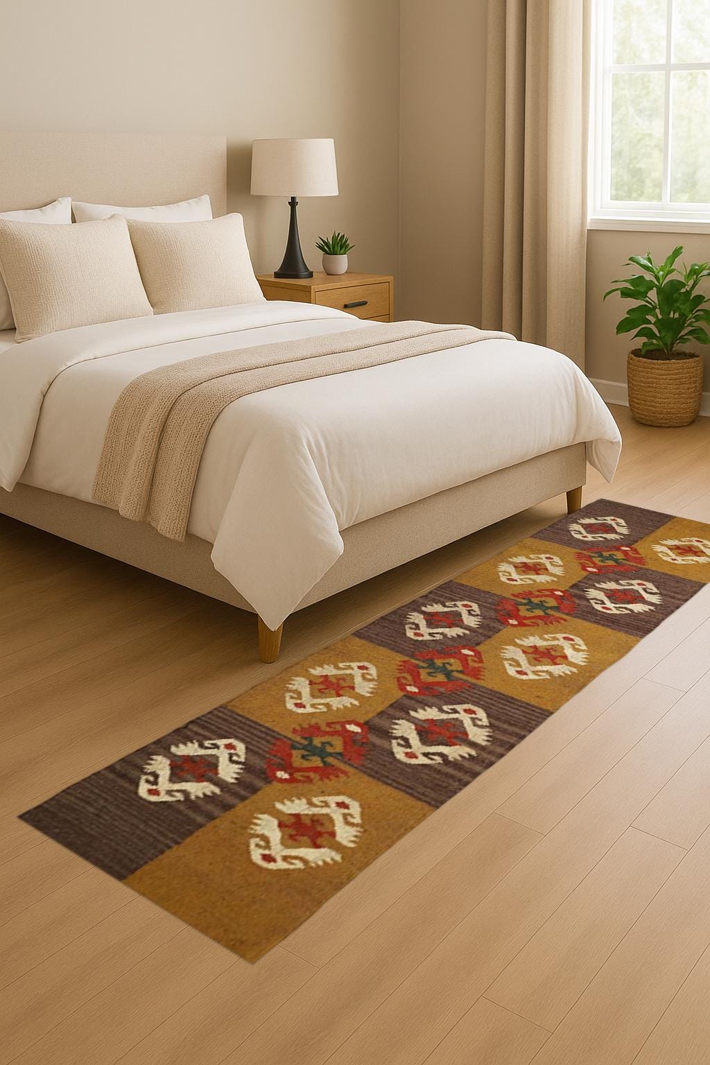 Handmade Bohemian Eco Friendly Wool Jute Runner, Reversible Handmade Vintage Rugs, large living room rug, Oriental, Traditional Rug