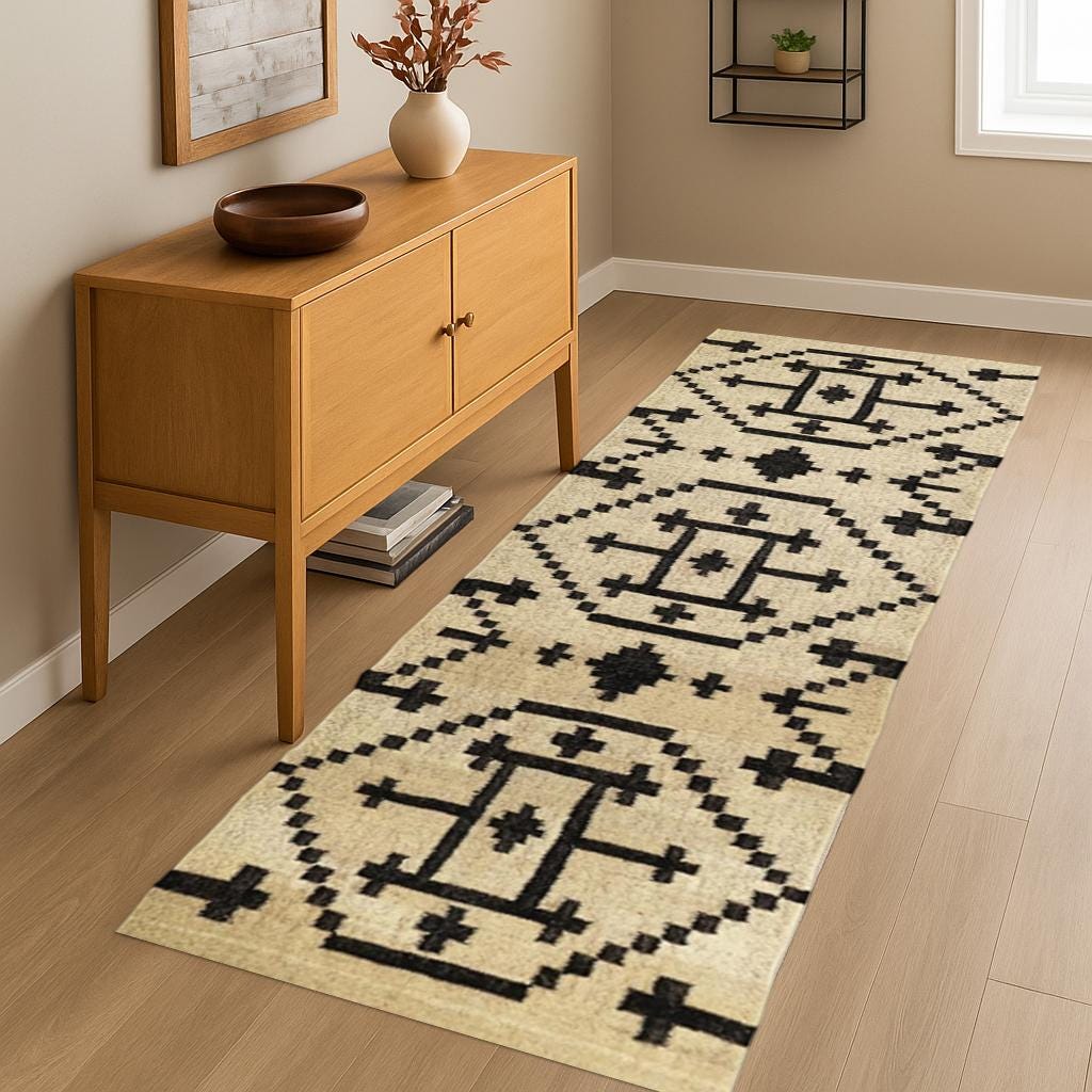 Handwoven Wool Jute Runner, Bohemian Eco Friendly Wool Jute Runner, Traditional Indian Jute Area rug, Vintage Stair Runner Rug