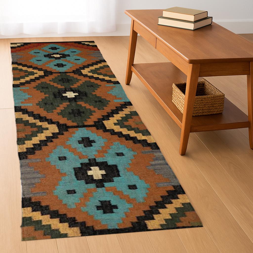 Wool and Jute Rug Handmade, Dhurrie Rug, large living room rug, Oriental, Traditional Rug, Bohemian Handwoven Décor Rug for staircase