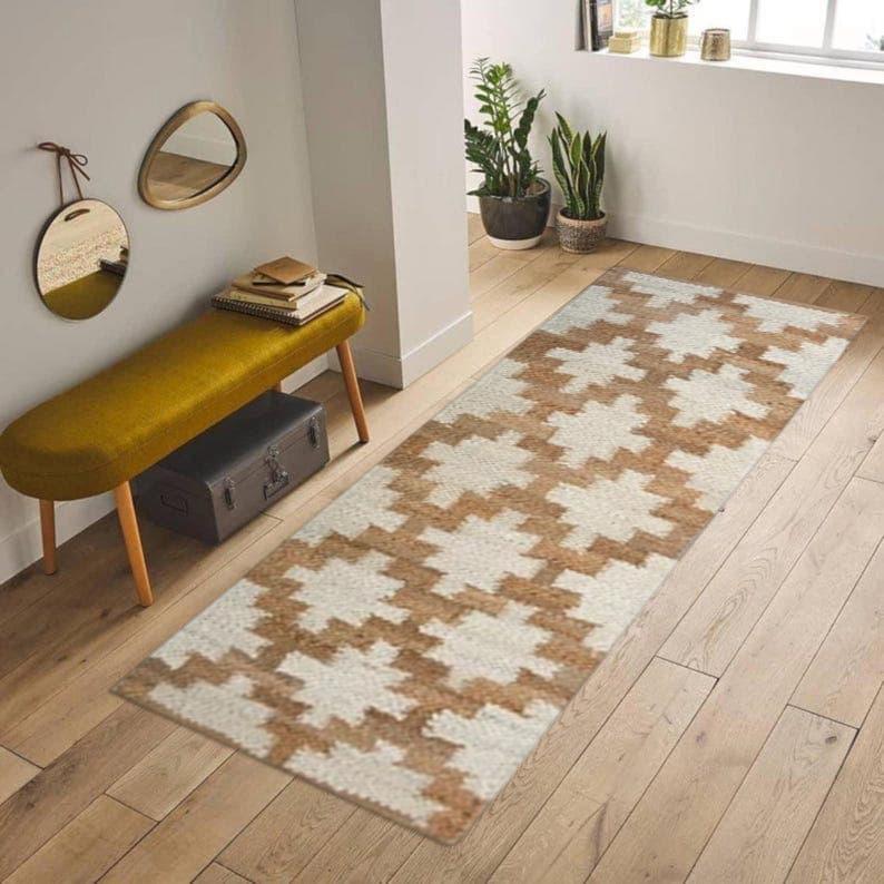 Vintage runner jute, Natural Fiber Jute Area Rug For Home Decor Living Room Rug, Handmade Rug, Custom Size Rug For Hallway Entry Wat Kitchen