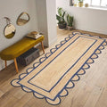Scalloped Runner Rug, Bohemian Scallop Rug, Natural Jute Rug, Hallway Runner Rug, Runner Custom Rug, Custom Size Rug