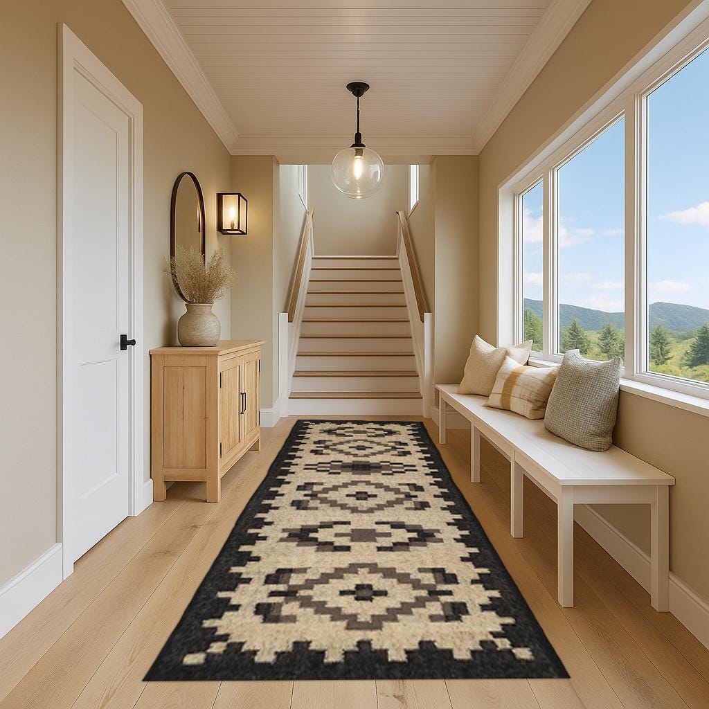 Handmade Wool Jute Rug, Accent Rug, Outdoor Rug, Indoor Rug, Living and Dinning Room, Vintage Runner, Stair and Hallway Runner, Bohemian Rug