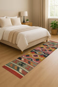 Traditional Indian jute Area rug, Handwoven, Wool and Jute Rug Handmade, Multicolor Jute Rug wool rug Dhurrie traditional , Custom Runner