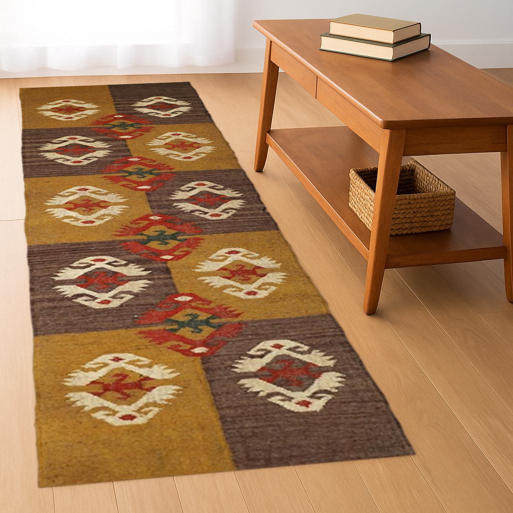 Handmade Bohemian Eco Friendly Wool Jute Runner, Reversible Handmade Vintage Rugs, large living room rug, Oriental, Traditional Rug