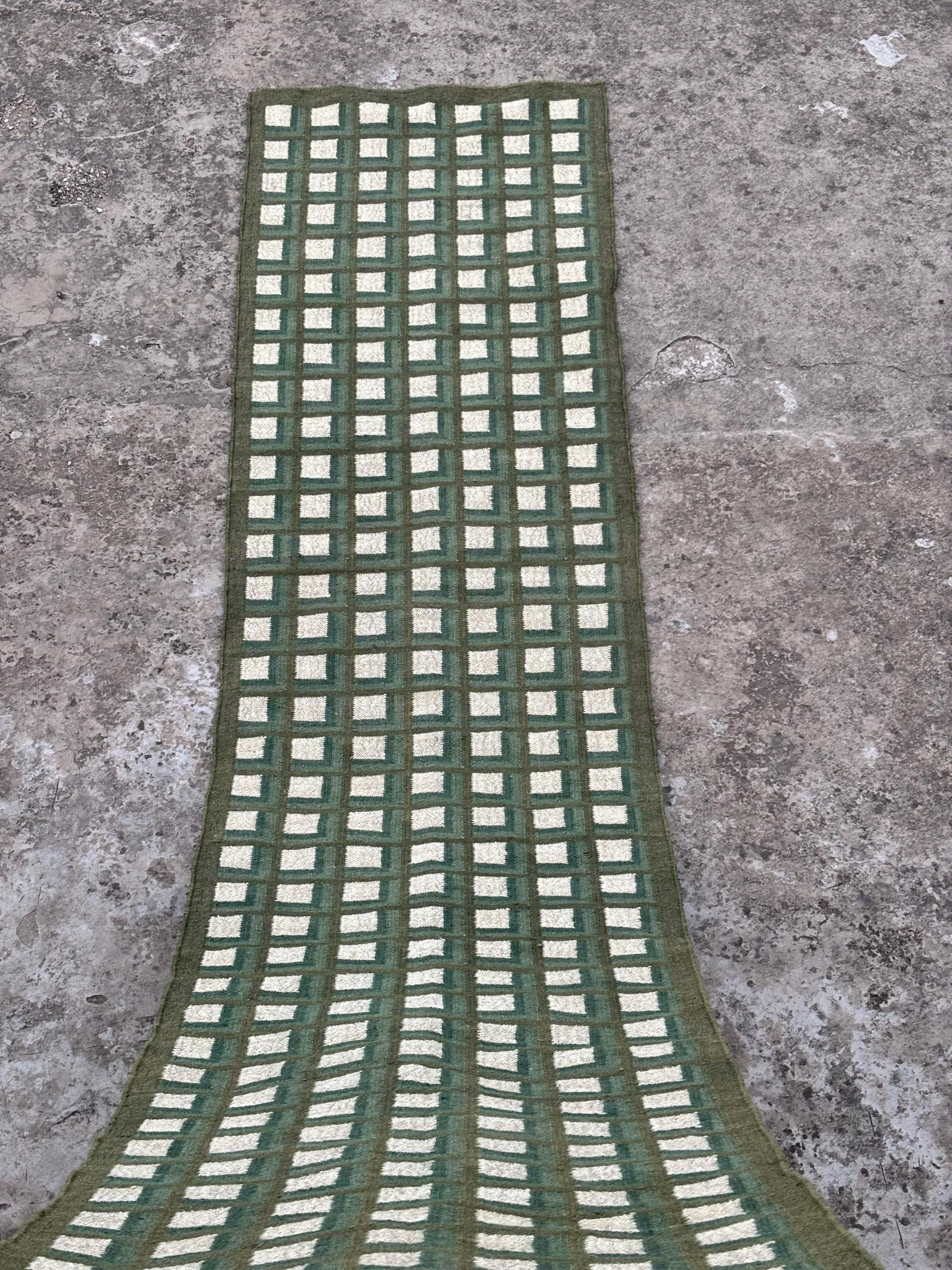 Checkered Kilim Rug , Home Decor Wool Jute Area Rug, Checkered Runner Large Size, Kitchen Rug, Living Room Rug, Outdoor Rug, Kitchen Rug