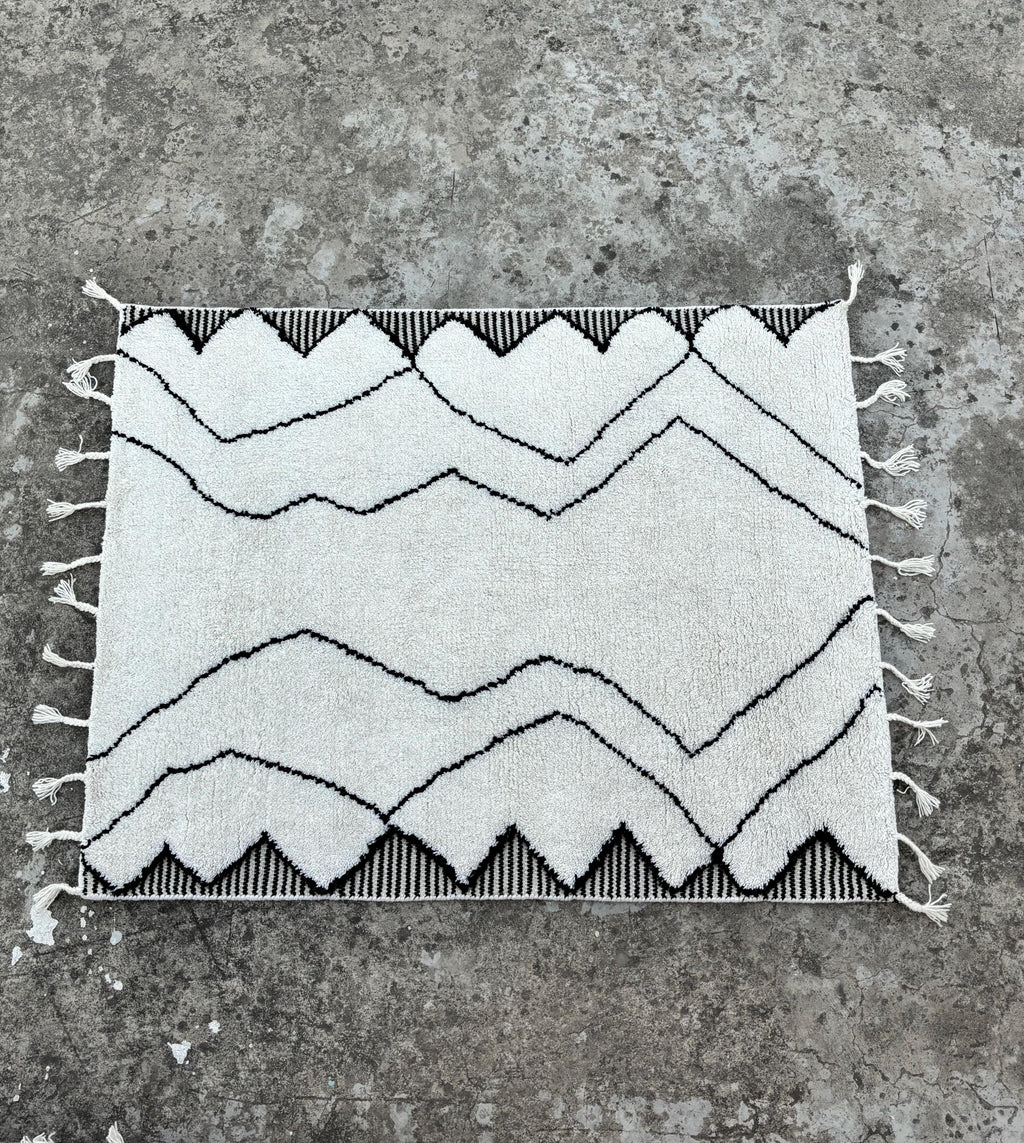 Moroccan Rug, Custom Size Beni Ourain Rug, Handmade Berber Carpet, White and black Wool Rug,  Luxury Moroccan Rug