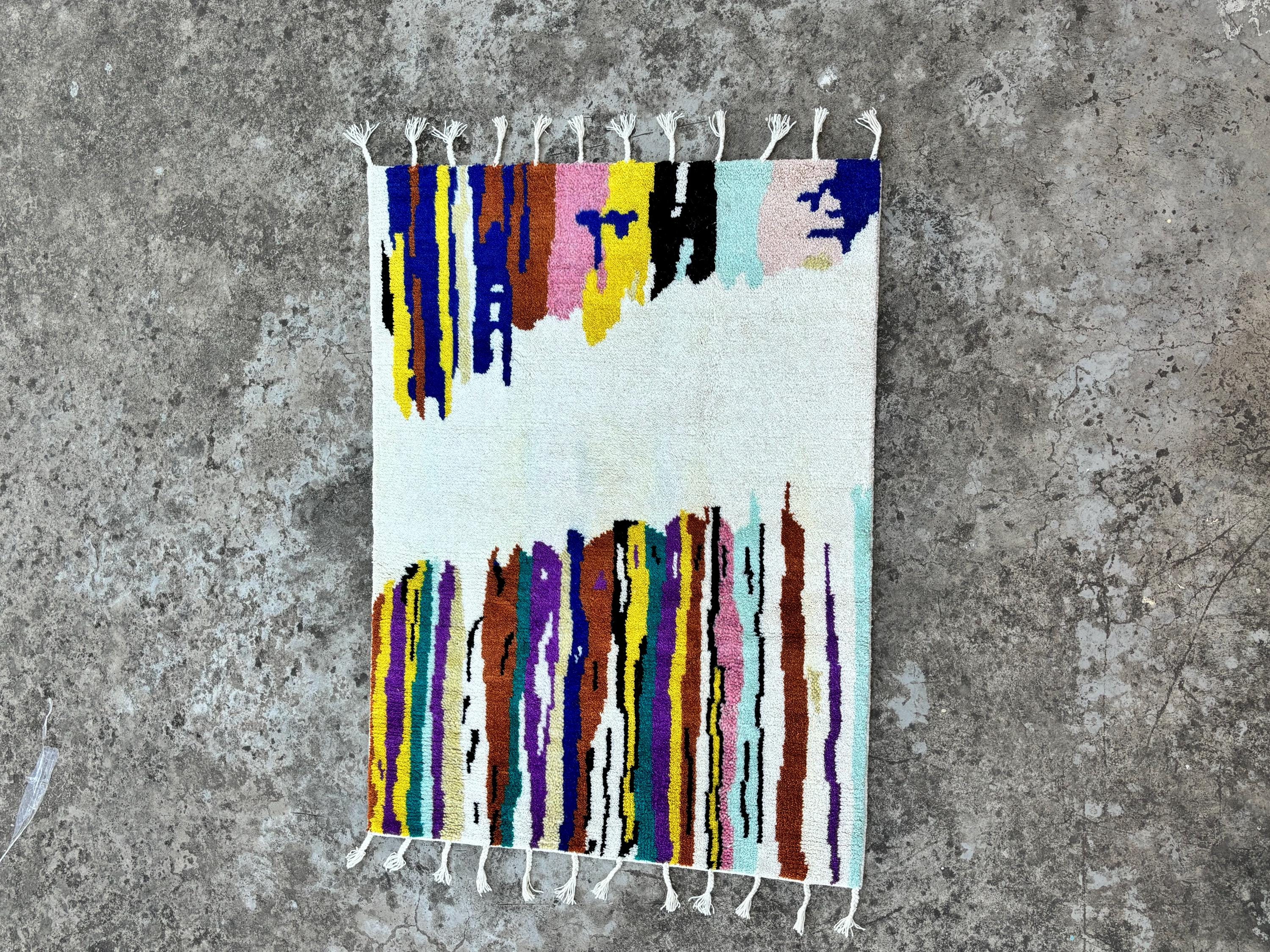 Colorful Moroccan Rug, Abstract handmade colorful rug for living room, custom rug, Berber rug, handmade rug gift, Bohemian Rug