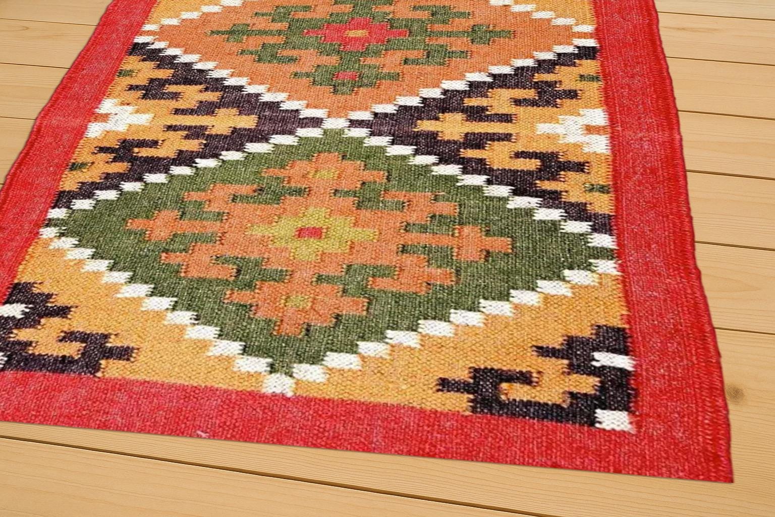 4 x 4 Ft - Jute\Wool Handwoven Kilim Rug, Handmade Vintage Area Rug for Eco-Friendly Home Decor All Costum Size