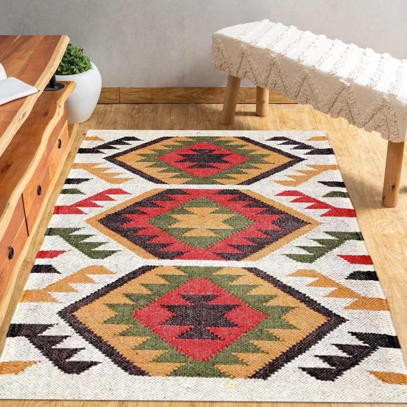 Handmade Wool Kilim Rug, Traditional Handwoven Kilim Rug, Outdoor/Indoor Rug, Home Decor,Living, Gift, Wall  Decor, Floor, Celling Rug,