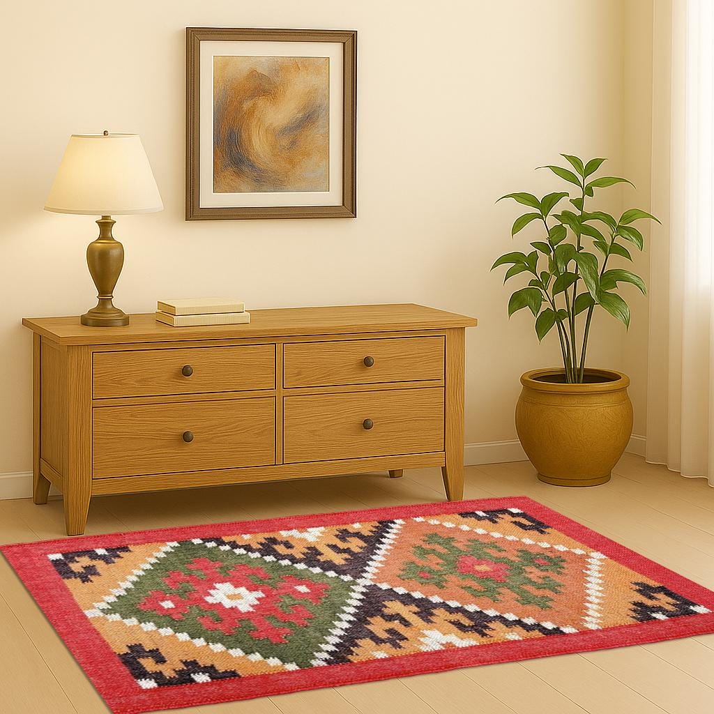 Wool Jute Kilim Rug, Handmade, Wool and Jute Rug Handwoven, Kilim Dhurrie Rug, Outdoor/Indoor Rug, Bedroom Rug, wool jute Kilim Rug