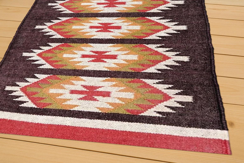 Wool and Jute Rug Handwoven, Kilim Dhurrie Rug, Custom Size Rugs, Eco-Friendly Home Decor | Custom Size 5x8 Modern Living Design