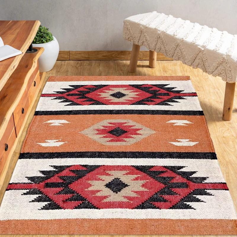 Handmade Wool Jute Kilim Rug,Wool Jute Kilim Rug,Wool and Jute Rug Handmade, Traditional Indian jute Area rug