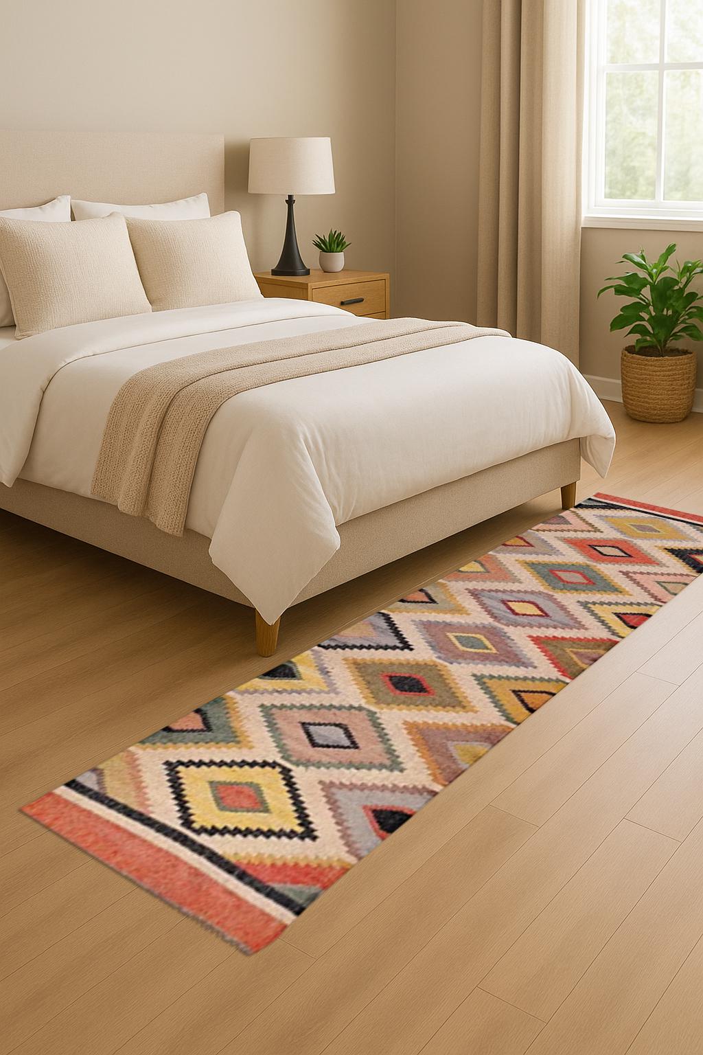 Eco-Friendly Wool Jute Runner Rug | Rustic Hallway Decor | Durable Handwoven Natural Fiber Runner | Handmade Organic Rug