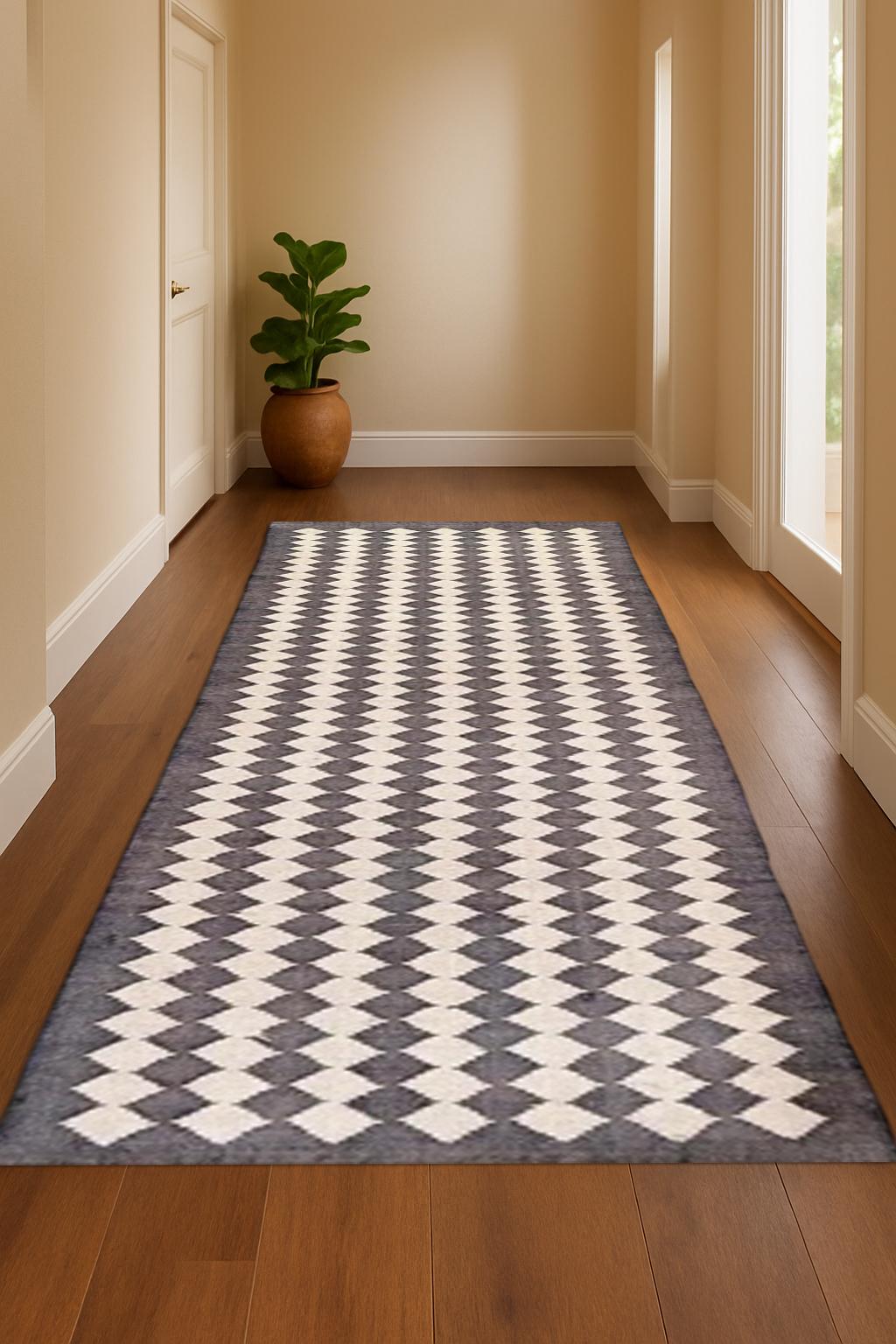 Handmade Wool & Jute Runner | Rustic Hallway Rug | Neutral Boho Runner | Sustainable Natural Fiber Rug | Kitchen/Bath Runner