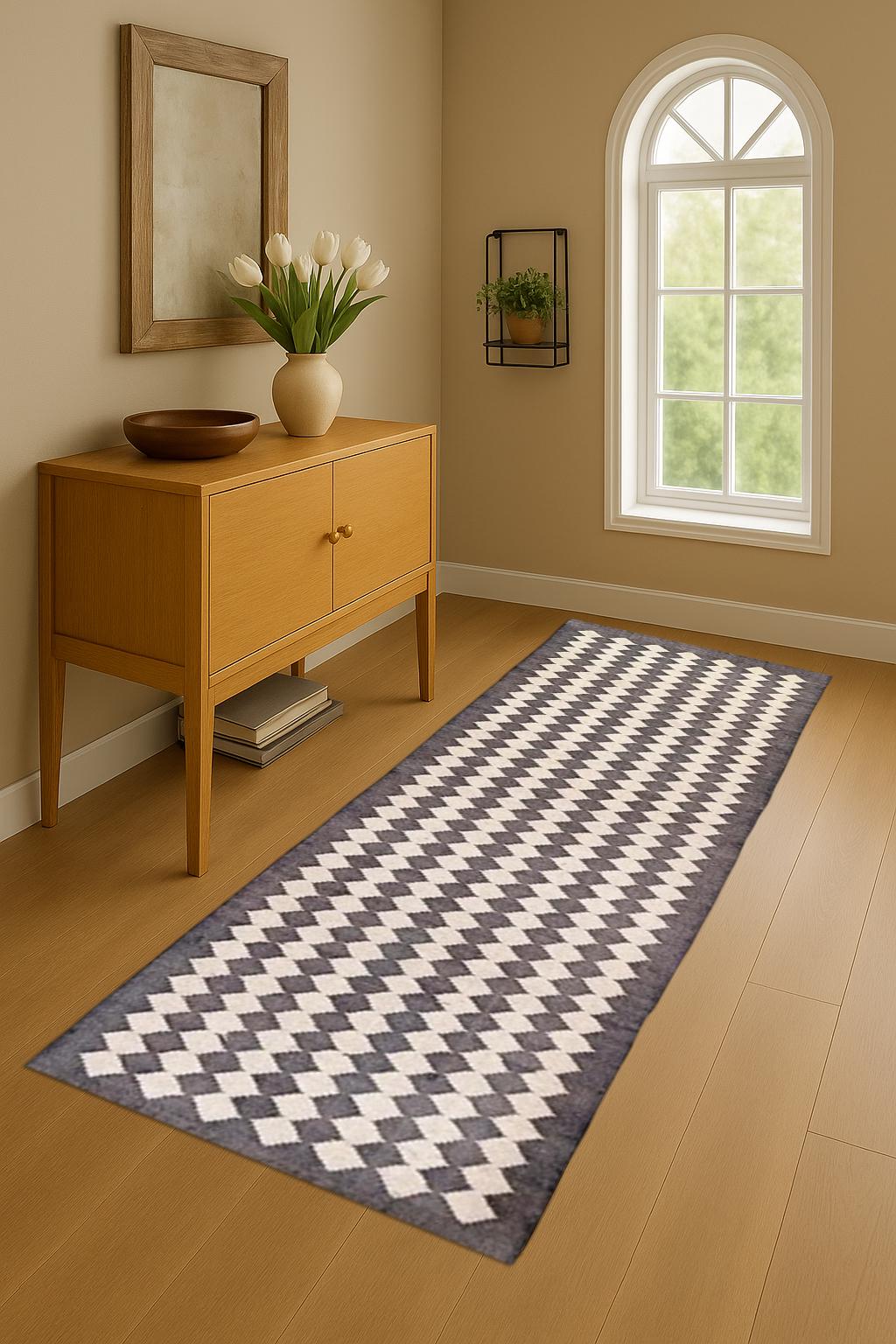Handmade Wool & Jute Runner | Rustic Hallway Rug | Neutral Boho Runner | Sustainable Natural Fiber Rug | Kitchen/Bath Runner