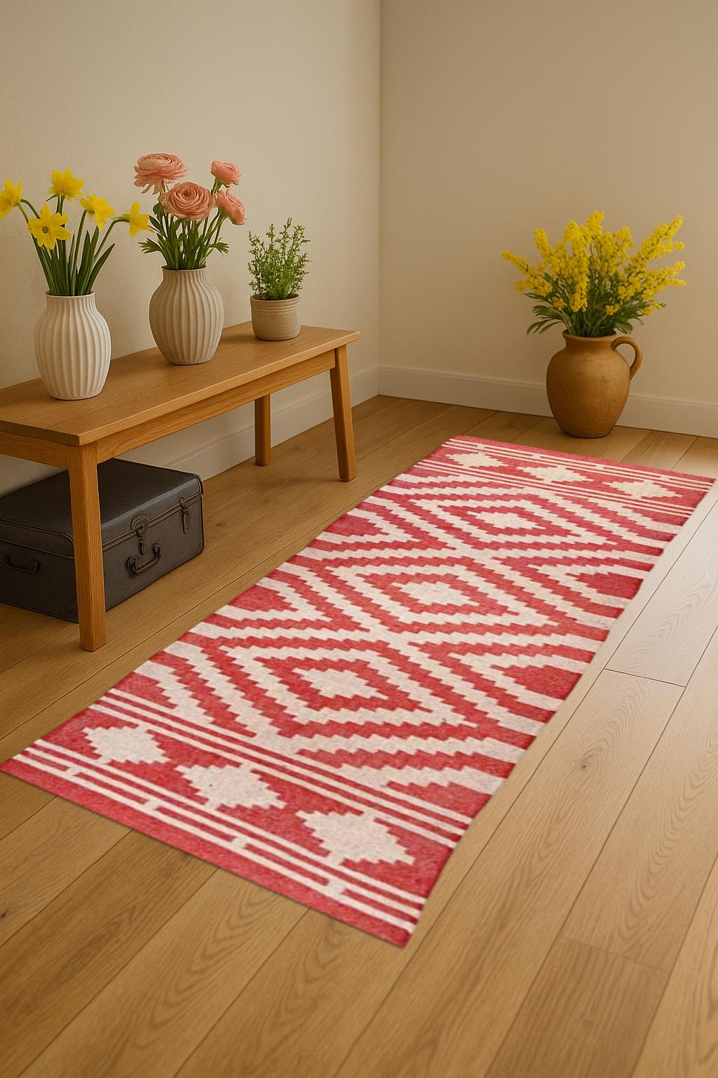 Natural Wool Jute Runner Rug | Handwoven Hallway Runner | Boho Farmhouse Long Rug | Eco-Friendly Entryway Runner | Kitchen Fiber Rug