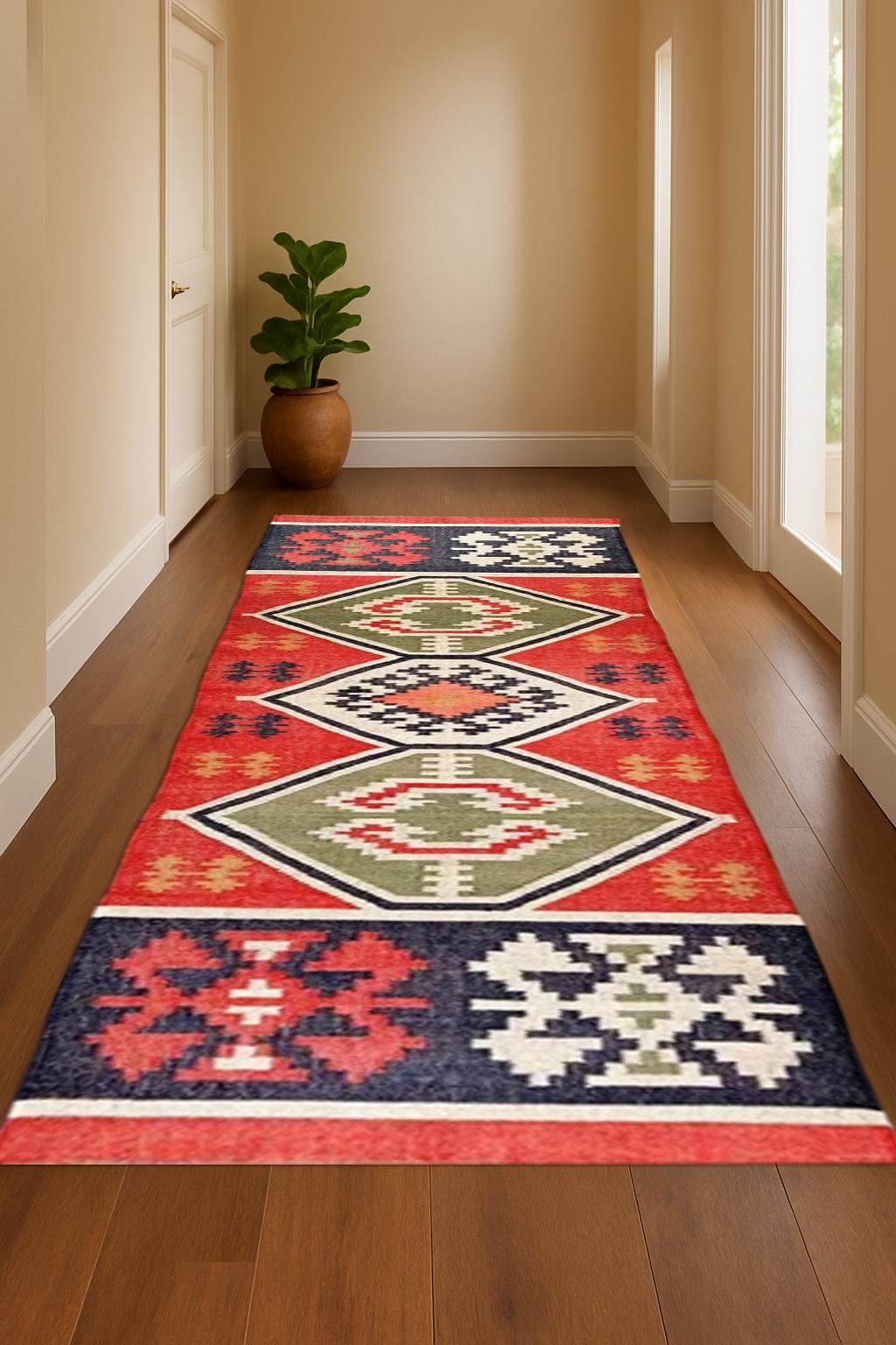 Natural Wool Jute Hallway Runner – Rustic Entryway Rug – Handmade Fiber Runner- Country Farmhouse Jute Wool Runner