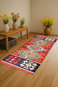 Natural Wool Jute Hallway Runner – Rustic Entryway Rug – Handmade Fiber Runner- Country Farmhouse Jute Wool Runner