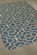 Blue Moroccan Style Wool Rug – Handwoven Geometric Lattice Carpet | Modern Boho Area Rug for Living Room, Bedroom & Entryway Decor