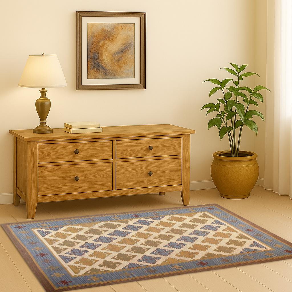 Wool Jute Kilim Oriental Rug | Custom Size Wool Rug |Vintage Area Rug |Boho Jute Rug |Handmade Wool Jute Rug | Prayer Mat | Flatweave Carpet