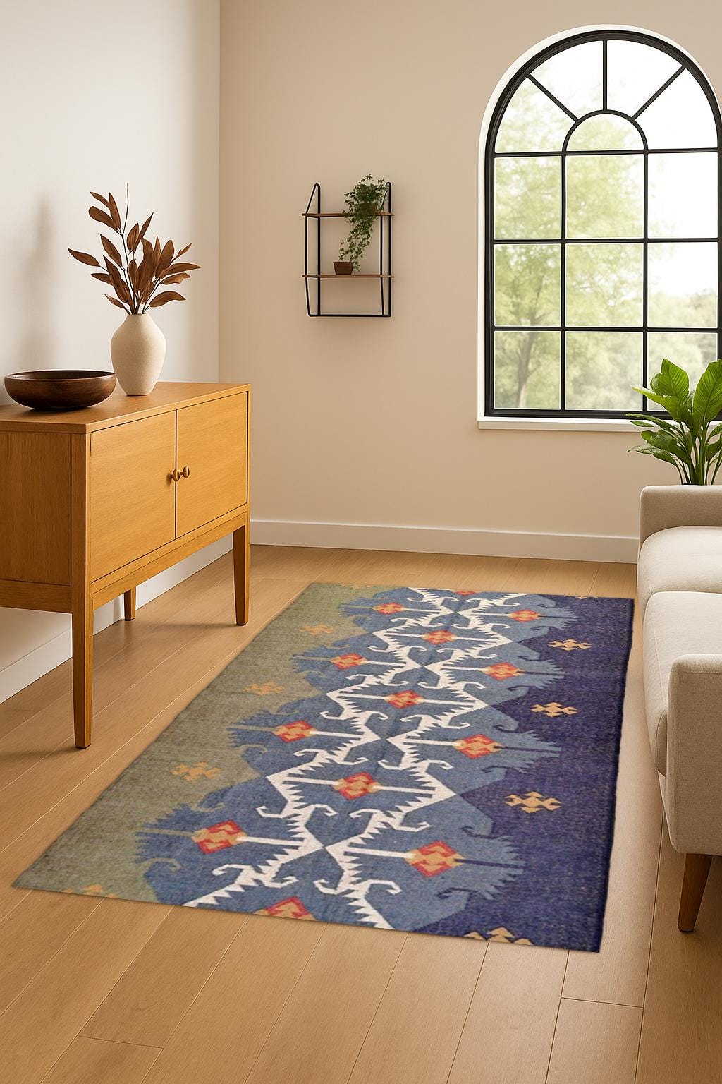 8x10, 9x12, 10x14, 7x7 Indian Traditional Handmade Wool and Jute kilim Rugs, Navajo Ethnic Rugs Aztec Rugs,, Outdoor/Indoor Rug, Bedroom Rug