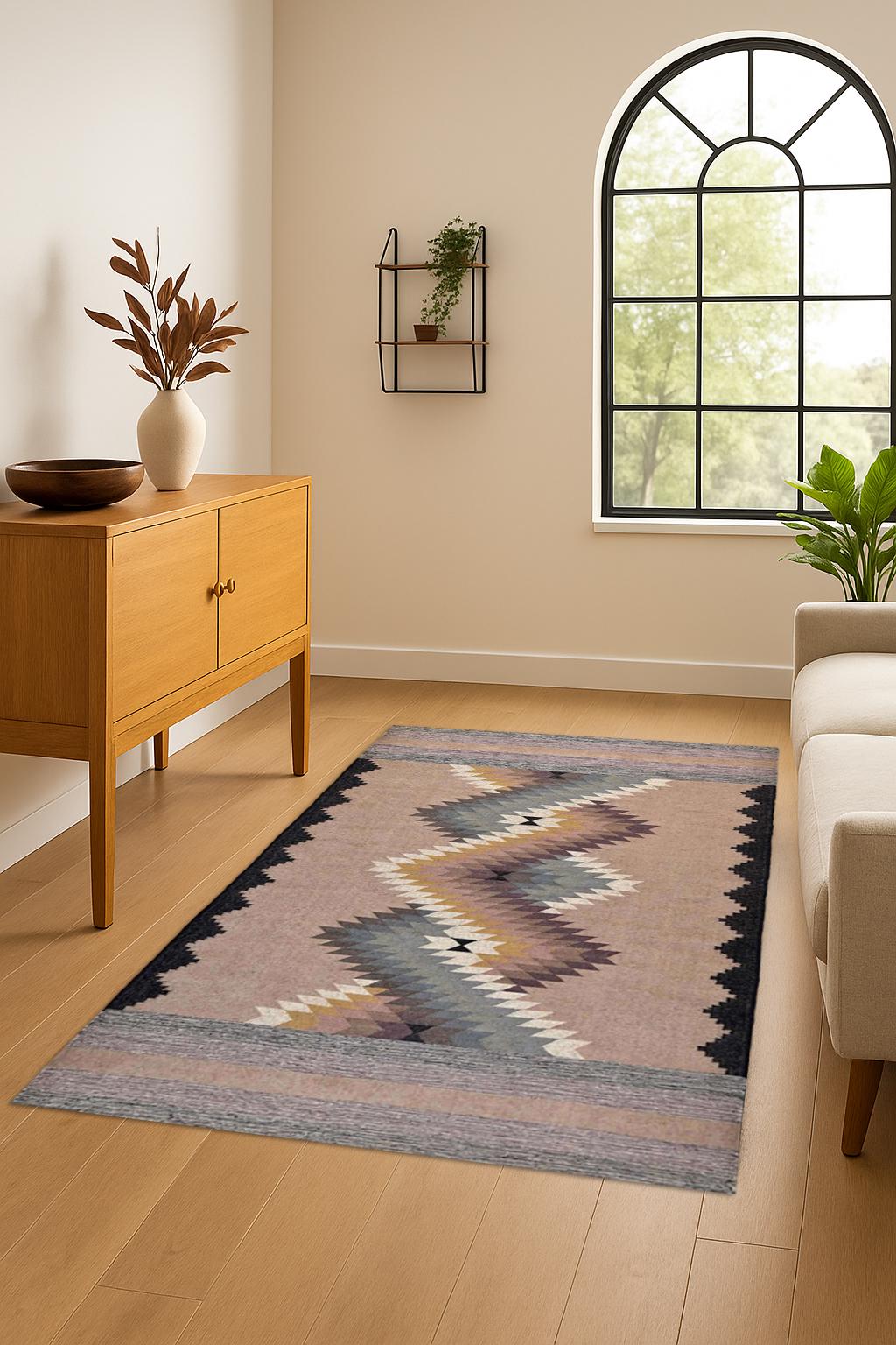 Wool Jute Rug, Navajo rug, tribal rug, southwestern rug, Handmade Wool Jute Rug, Vintage Kilim Dhurrie Rug, Custom Size Rug 8x10