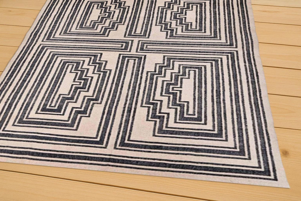 White Navy Modern Geometric Design Hand Woven High Quality Wool Flatweave Rug, Customize in any size, Wool Jute Rug Handmade Dhurrie Rug