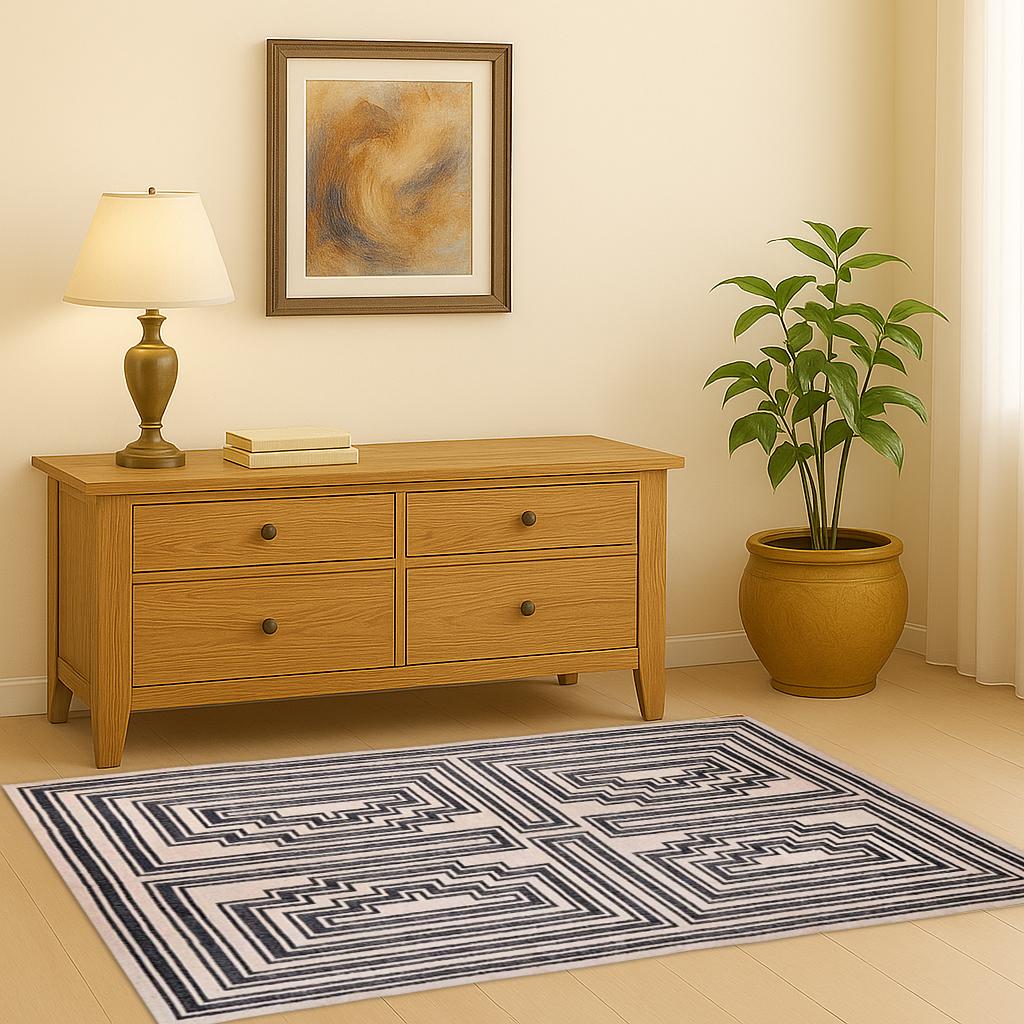 White Navy Modern Geometric Design Hand Woven High Quality Wool Flatweave Rug, Customize in any size, Wool Jute Rug Handmade Dhurrie Rug