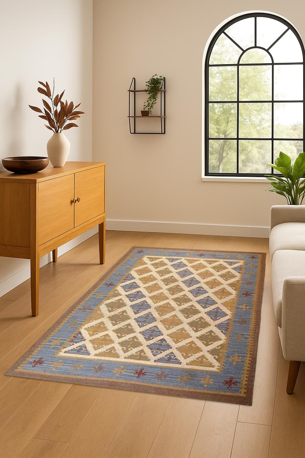 Wool Jute Kilim Oriental Rug | Custom Size Wool Rug |Vintage Area Rug |Boho Jute Rug |Handmade Wool Jute Rug | Prayer Mat | Flatweave Carpet