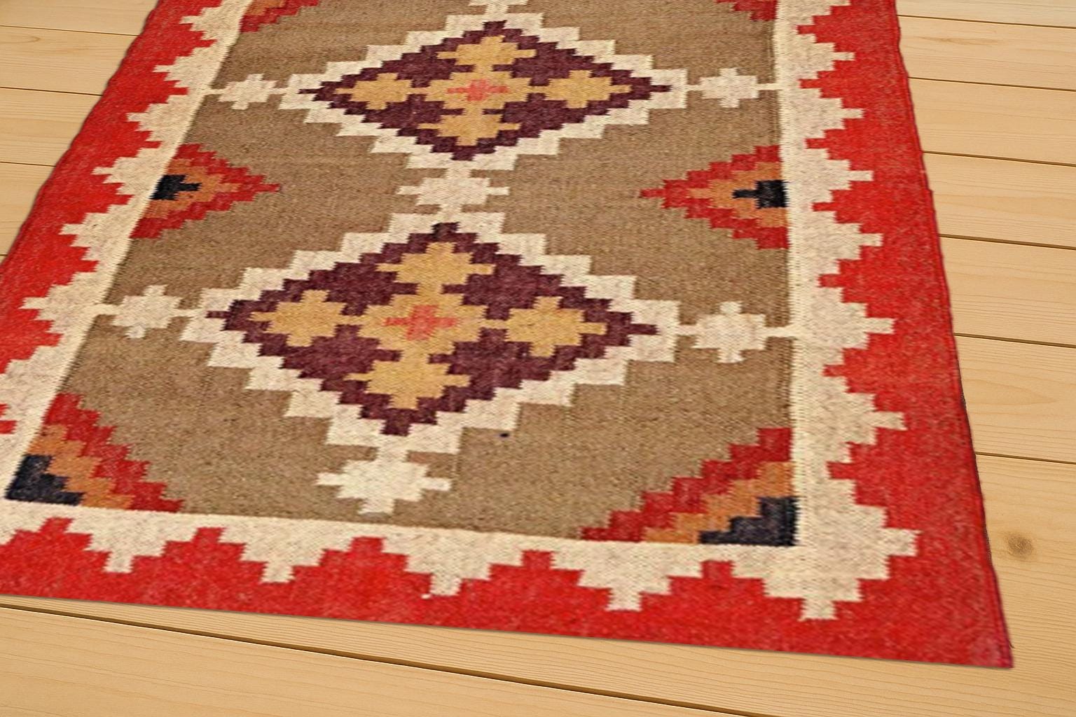 Wool and Jute Rug Handmade, Kilim Dhurrie Prayer Mat | Vintage Rug | Turkish Handwoven Kilim Rug | Traditional Artistic Decor Rugs For Home
