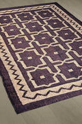 Purple Geometric Wool Rug – Handwoven Flatweave Area Carpet | Boho Tribal Style Decor | Modern Handmade Rug for Living Room & Bedroom