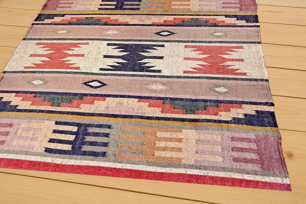 Tribal Geometric Kilim Rug – Handwoven Wool Flatweave Carpet | Boho Ethnic Area Rug for Living Room, Entryway or Bedroom Decor