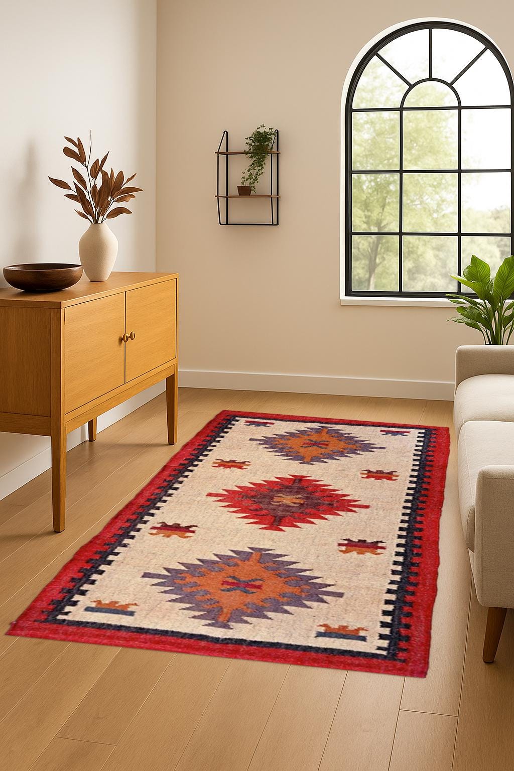 Handmade Wool Jute Kilim Rug, Flatweave Area Rug, Bohemian Home Decor, Natural Fiber Carpet,  Jute Rug, Vintage Jute Bohemian Colorful rug