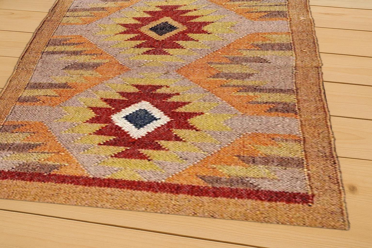 Handmade Vintage Turkish Kilim, Southwestern Navajo Wool Jute Area Kilim – Moroccan Flatweave, Pastel Kilim Rug, Custom Rug 5x7 Feet