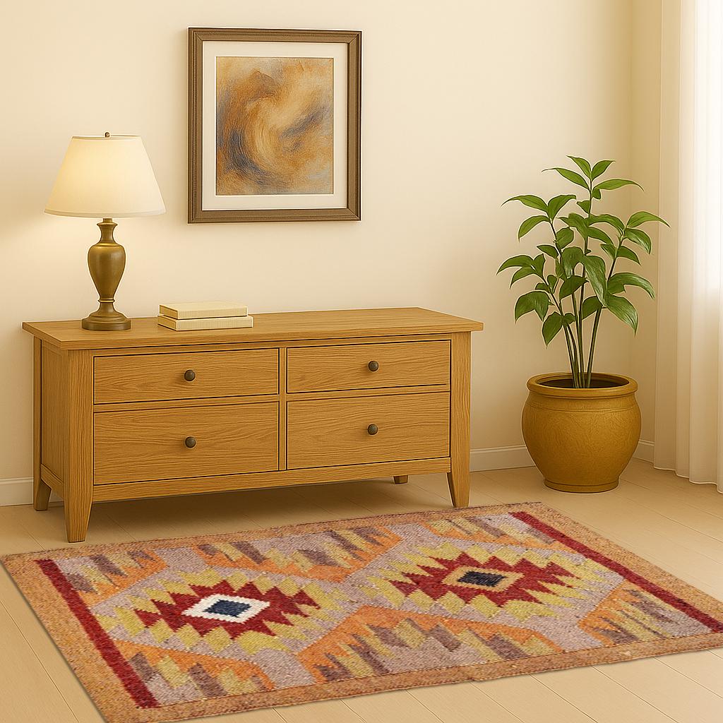 Handmade Vintage Turkish Kilim, Southwestern Navajo Wool Jute Area Kilim – Moroccan Flatweave, Pastel Kilim Rug, Custom Rug 5x7 Feet