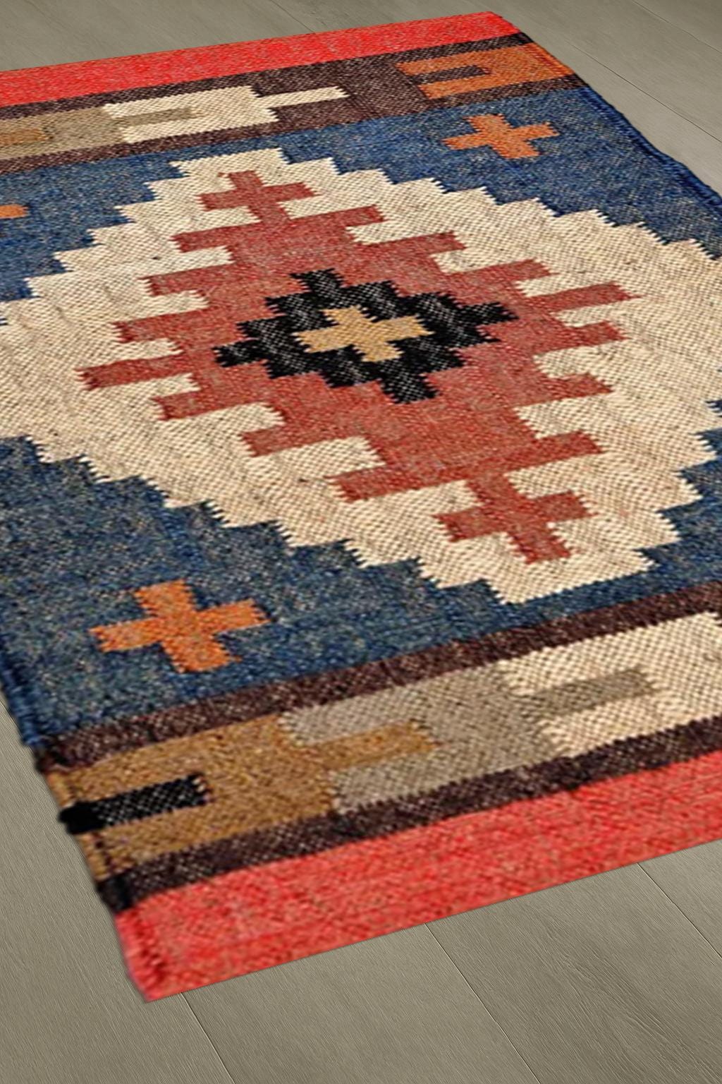 5x8 Wool Jute Kilim Rug, Home Decor Rugs, Custom Size Wool Rug, Vintage Area Rug, Handmade, Wool and Jute Rug Handwoven, Kilim Dhurrie Rug