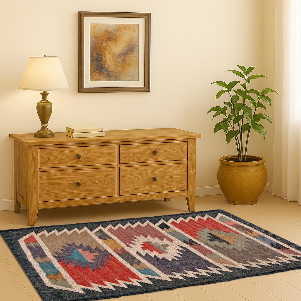 Wool Jute Kilim Premium Flatweave Scandivian Rug, Hand Woven Decor Inspired, Hallway Rug, Rugs For Bedroom, Multicolor Wool Jute Rug