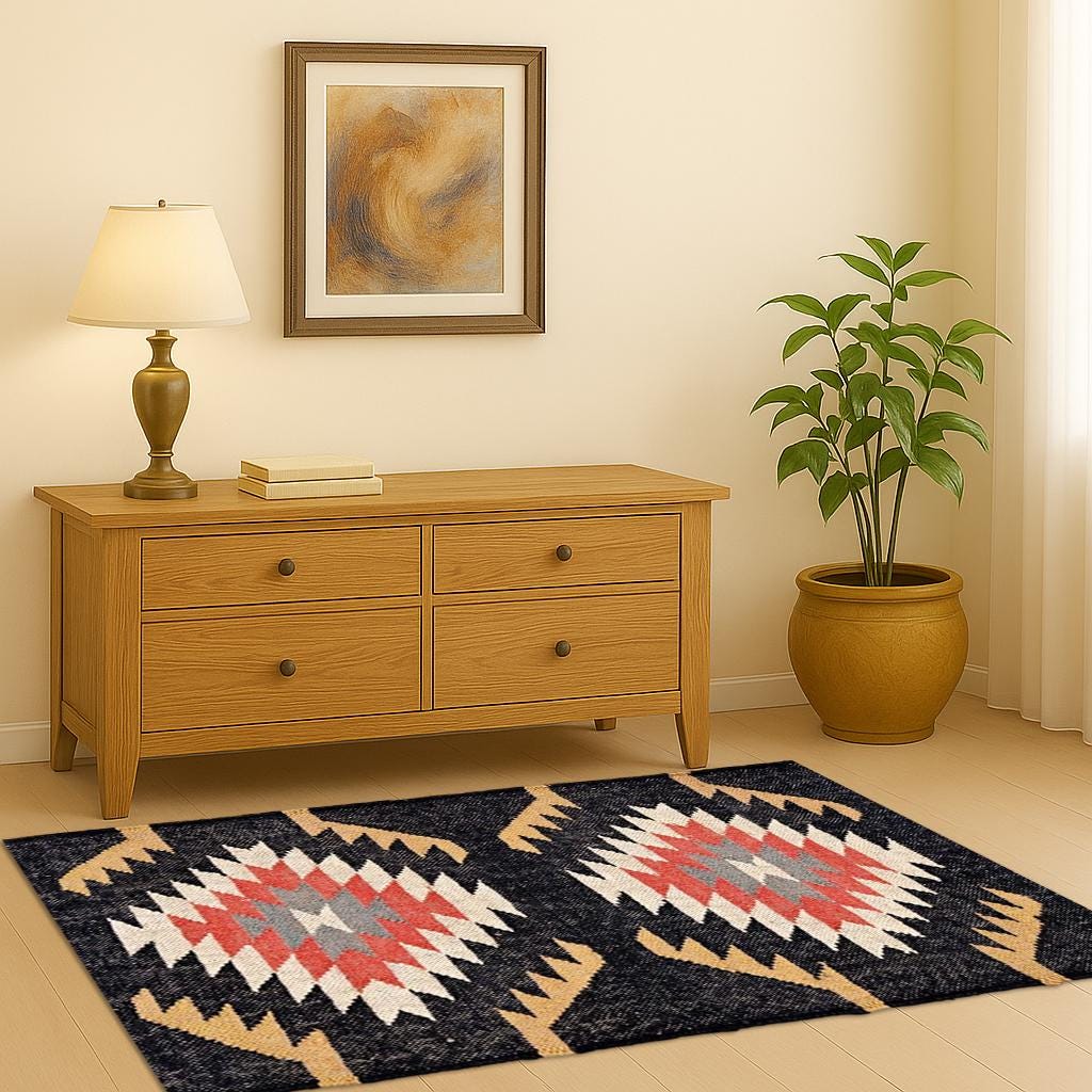 4x6 Ft Custom Hand Woven Navajo Kilim Rug, Handmade Rug For Home And Living Room, Kitchen Rug, Boho Scandinavian Decor