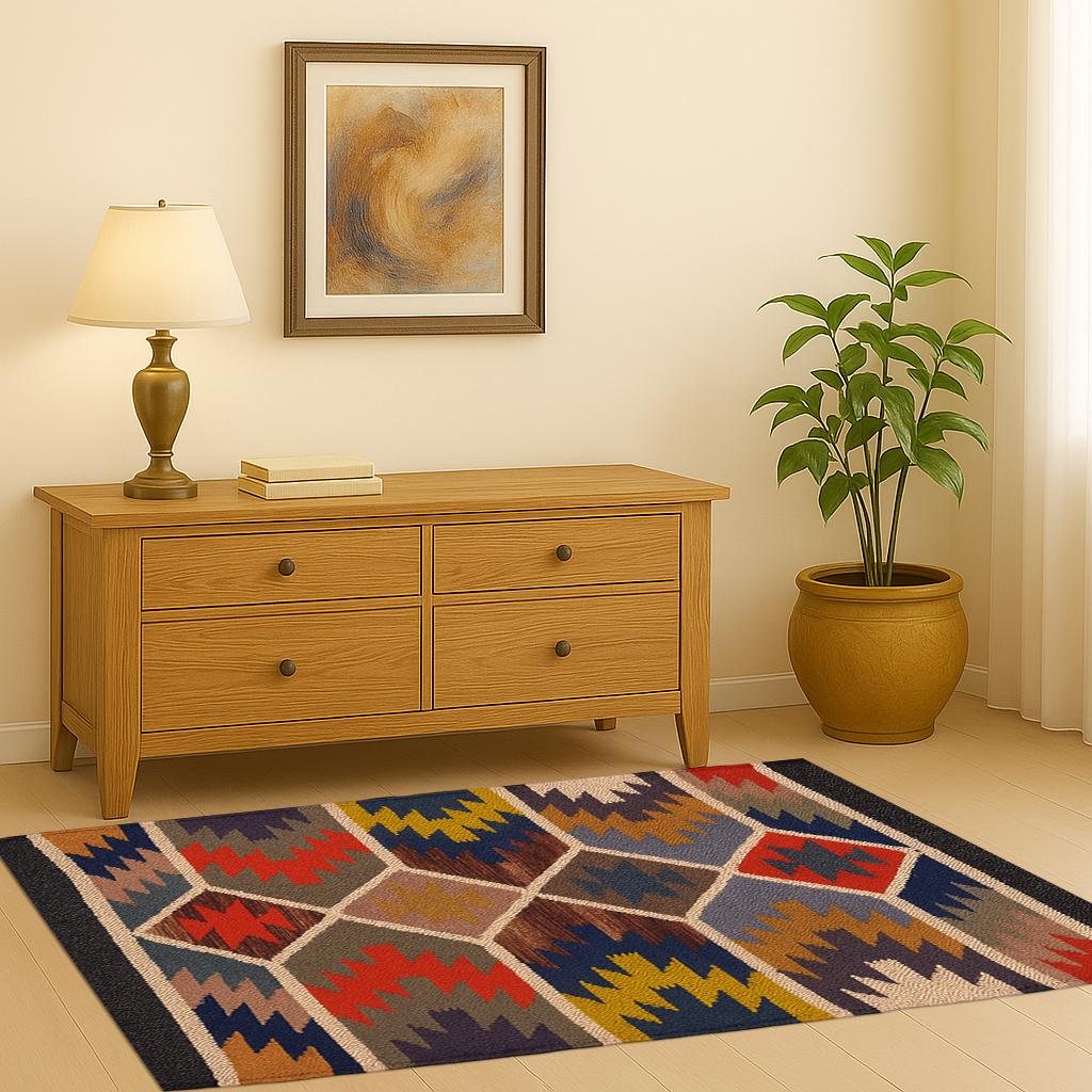 Kilim Rug, Handwoven, Wool and Jute Rug Handmade, Kilim Dhurrie Rug, Navajo Kilim Rug, Custom Rug, Flatweave Rug, Bohemian Rug